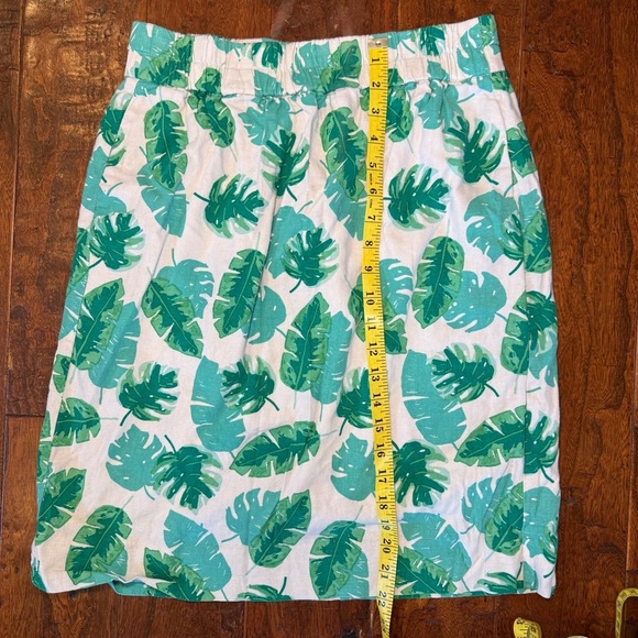 J Crew Monstera Palm Leaf Print Linen Blend Pencil Skirt White and Green S - Picture 4 of 8